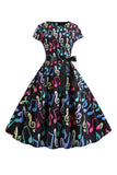 Uma linha estampada Swing 1950s vestidos