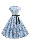 Uma linha estampada Swing 1950s vestidos