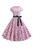 Uma linha estampada Swing 1950s vestidos