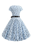 Uma linha estampada Swing 1950s vestidos