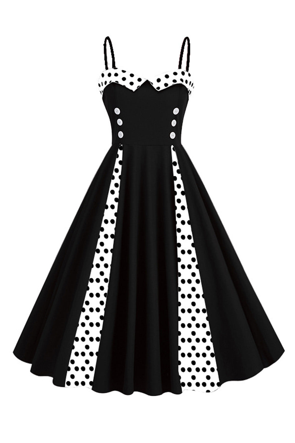 Azul claro Polka Dots Esparguete Alças 1950s Vestido