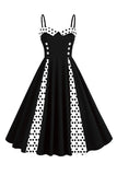 Azul claro Polka Dots Esparguete Alças 1950s Vestido