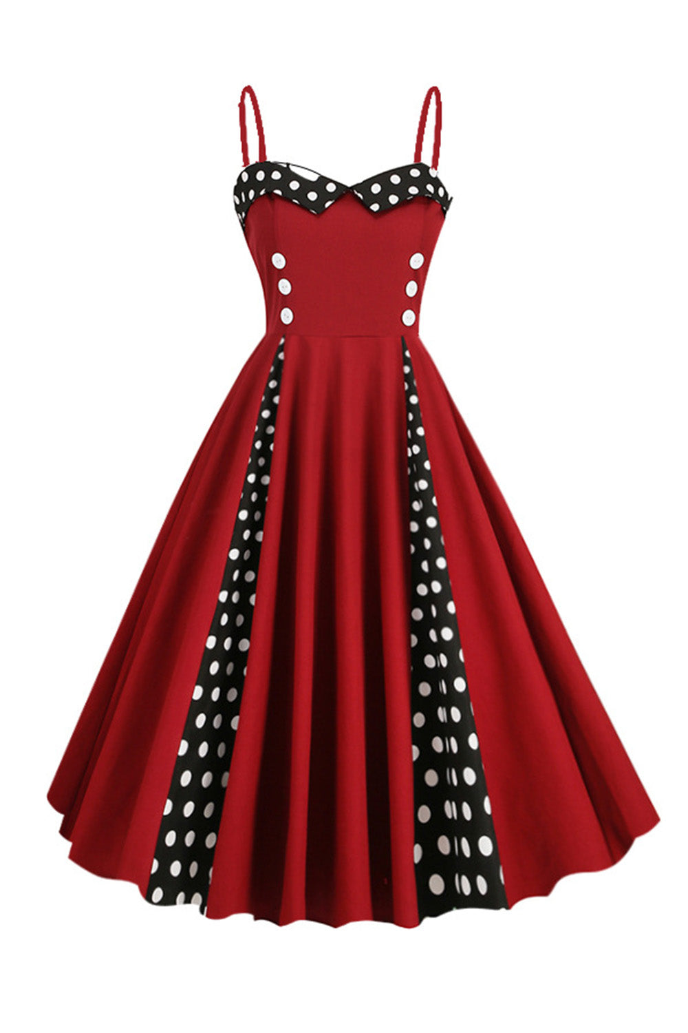 Azul claro Polka Dots Esparguete Alças 1950s Vestido