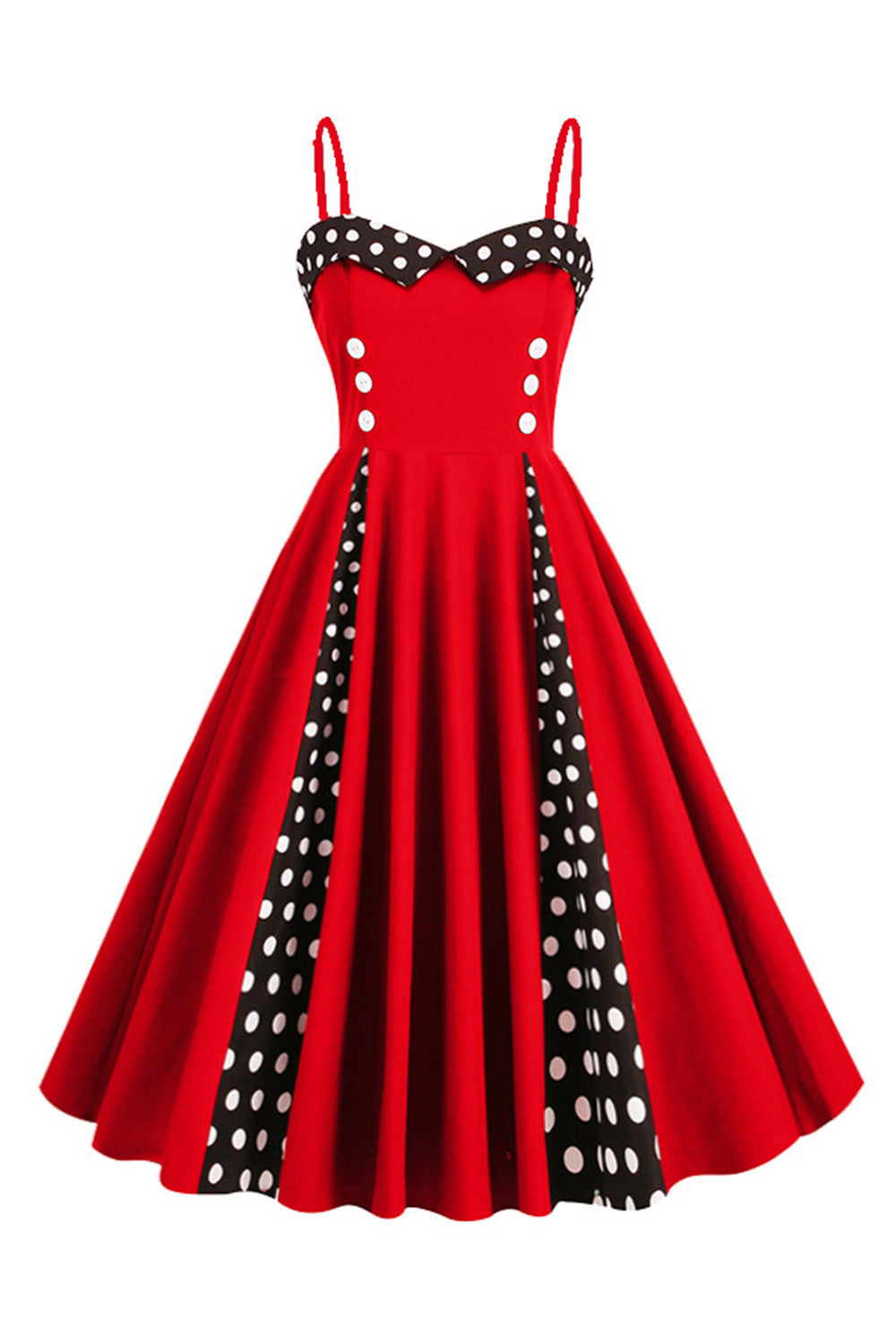 Azul claro Polka Dots Esparguete Alças 1950s Vestido