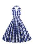 Pink Pin Up Plaid Vestido Vintage dos anos 1950