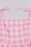Pink Plaid Pin Up Vestido Vintage dos anos 1950