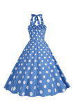 Pink Polka Dots Pin Up Vestido Vintage dos anos 1950