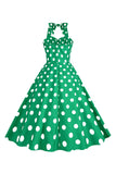 Pink Polka Dots Pin Up Vestido Vintage dos anos 1950