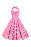 Pink Polka Dots Pin Up Vestido Vintage dos anos 1950