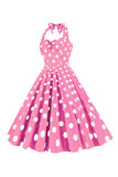 Pink Polka Dots Pin Up Vestido Vintage dos anos 1950