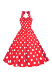 Pink Polka Dots Pin Up Vestido Vintage dos anos 1950