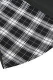 Estilo Retro Um Ombro Preto Plaid Vestido 1950s