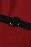 Red A Line 1950s Vestido Swing com Cinto
