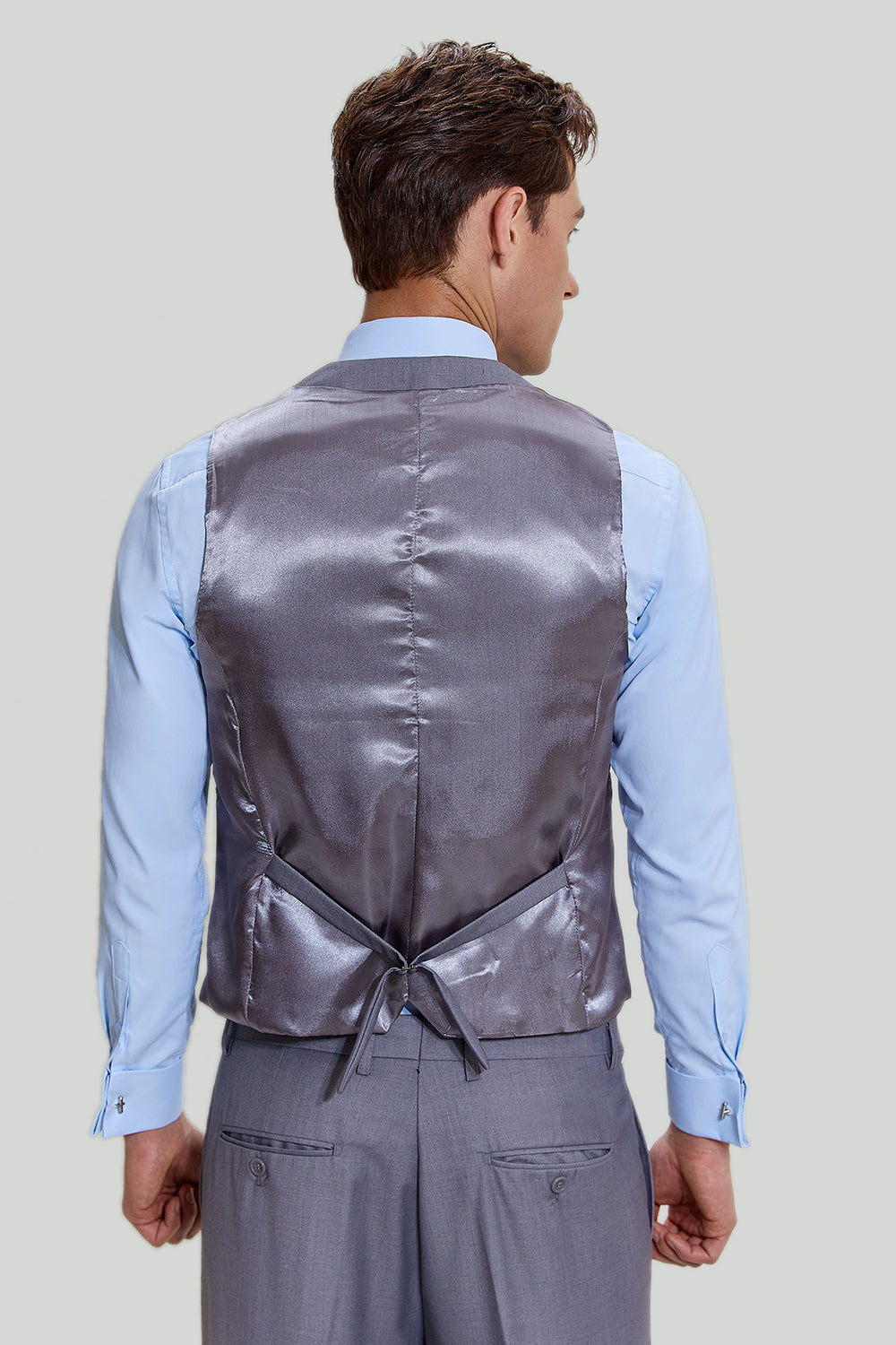 Ternos de formatura masculinos cinza de lapela entalhadas de 3 peças