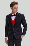 Blazer de lapela de lapel com entalhe preto
