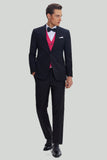 Preto Rosa 2 Peça Notched Lapel Homens Suits