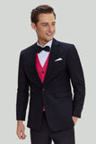 Preto Rosa 2 Peça Notched Lapel Homens Suits