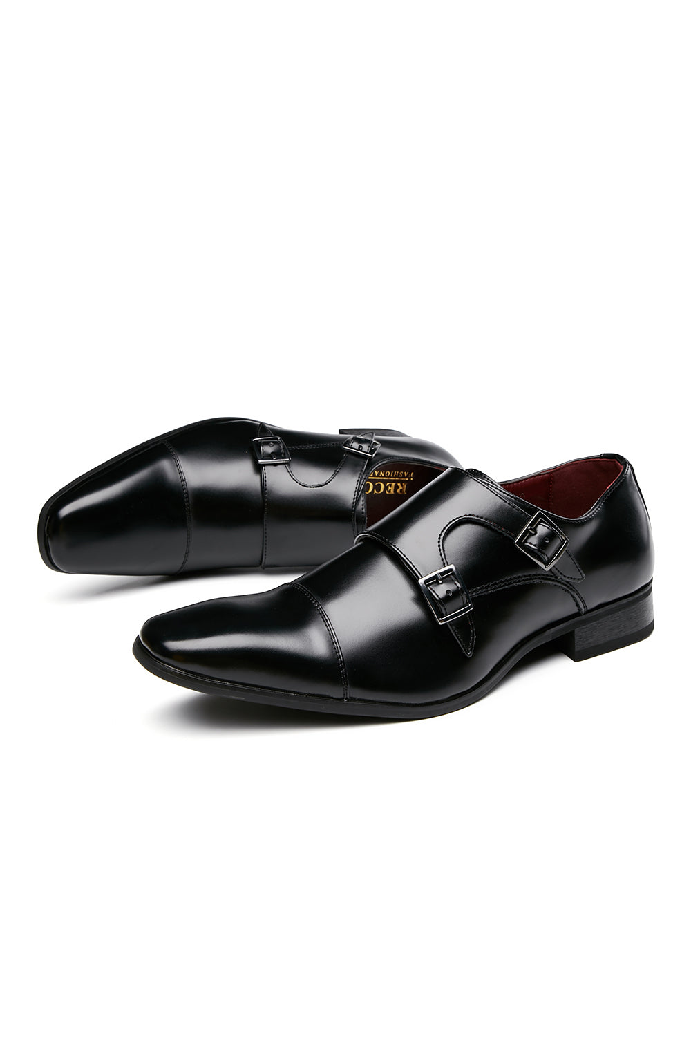 Sapatos de couro deslizantes de couro masculino preto