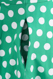 Vestido vintage verde ponto branco com mangas curtas