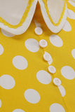 Vestido vintage verde ponto branco com mangas curtas
