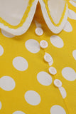 Vestido amarelo polka dots primavera 1950