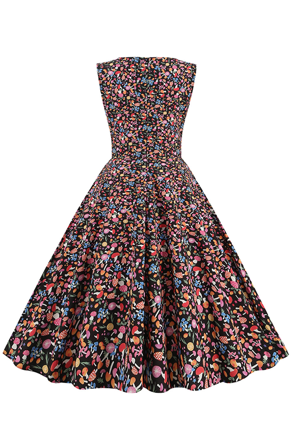 Folhas verdes imprimir vintage 1950s vestido
