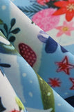 Vestido floral azul claro dos anos 50