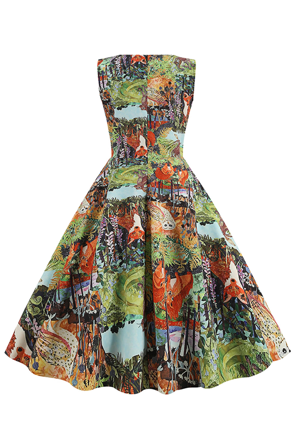 Vestido floral azul claro dos anos 50