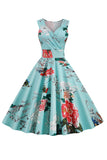 Vestido vintage azul claro v 1950s