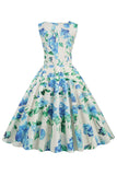 Vestido vintage azul claro v 1950s