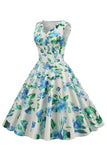 Vestido vintage azul claro v 1950s