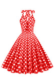 Vestido Bolinhas Botão Vermelho