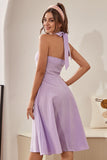 Halter Lavanda Xadrez Vestido Vintage
