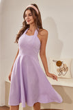 Halter Lavanda Xadrez Vestido Vintage
