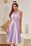 Halter Lavanda Xadrez Vestido Vintage