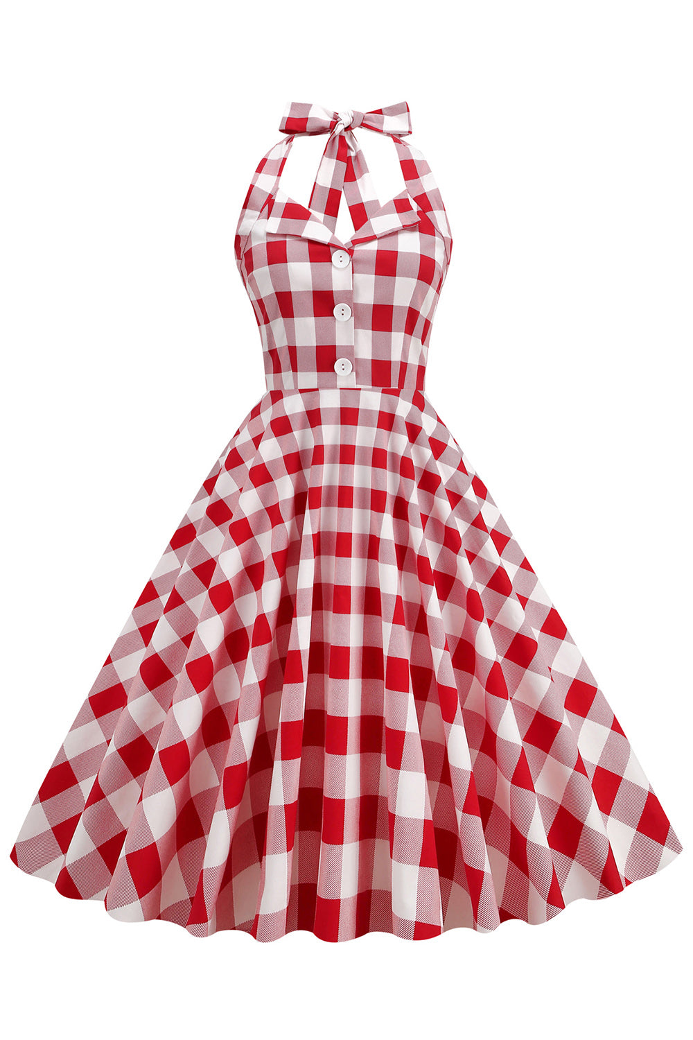 Vestido de balanço de Xadrez Vermelho dos anos 50