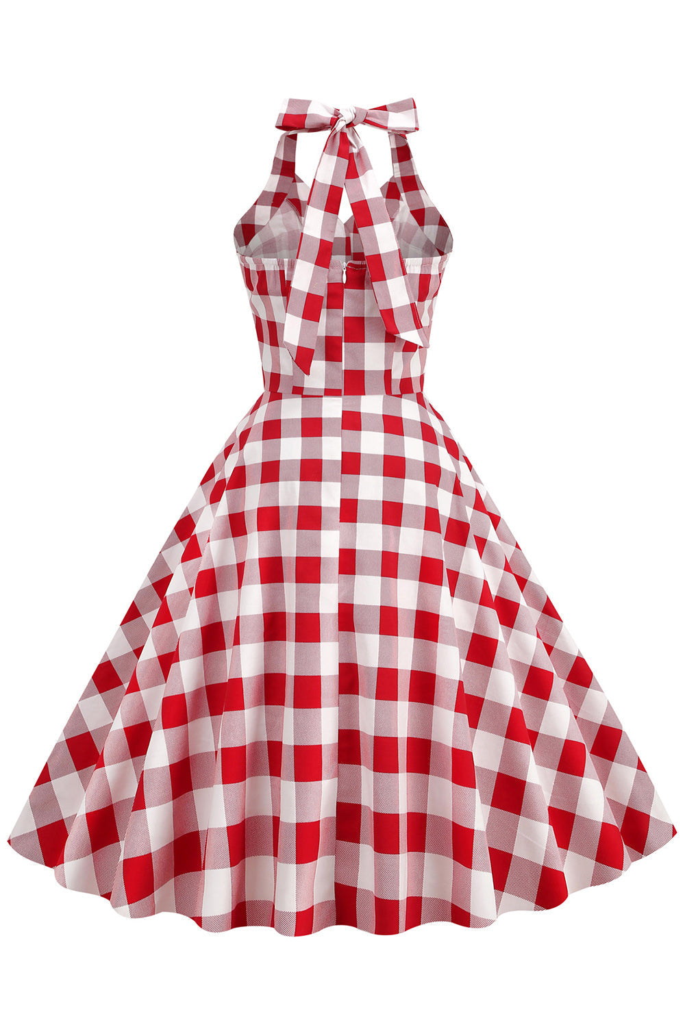 Vestido de balanço de Xadrez Vermelho dos anos 50