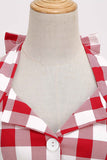 Vestido de balanço de Xadrez Vermelho dos anos 50