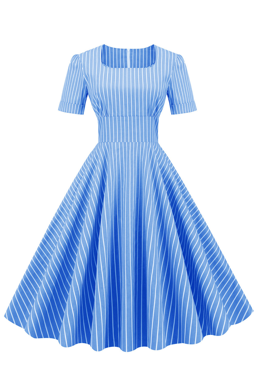 Listras Mangas Curtas 1950 Swing Dress