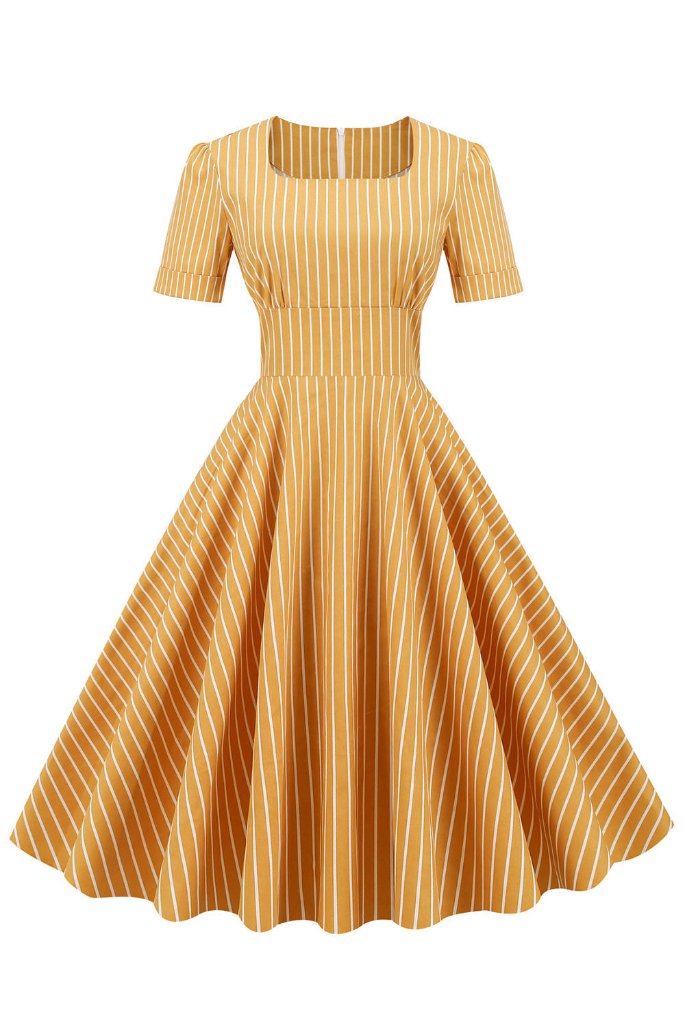 Listras Mangas Curtas 1950 Swing Dress