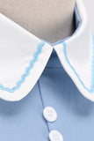 Vestido vintage azul claro dos anos 50 com mangas