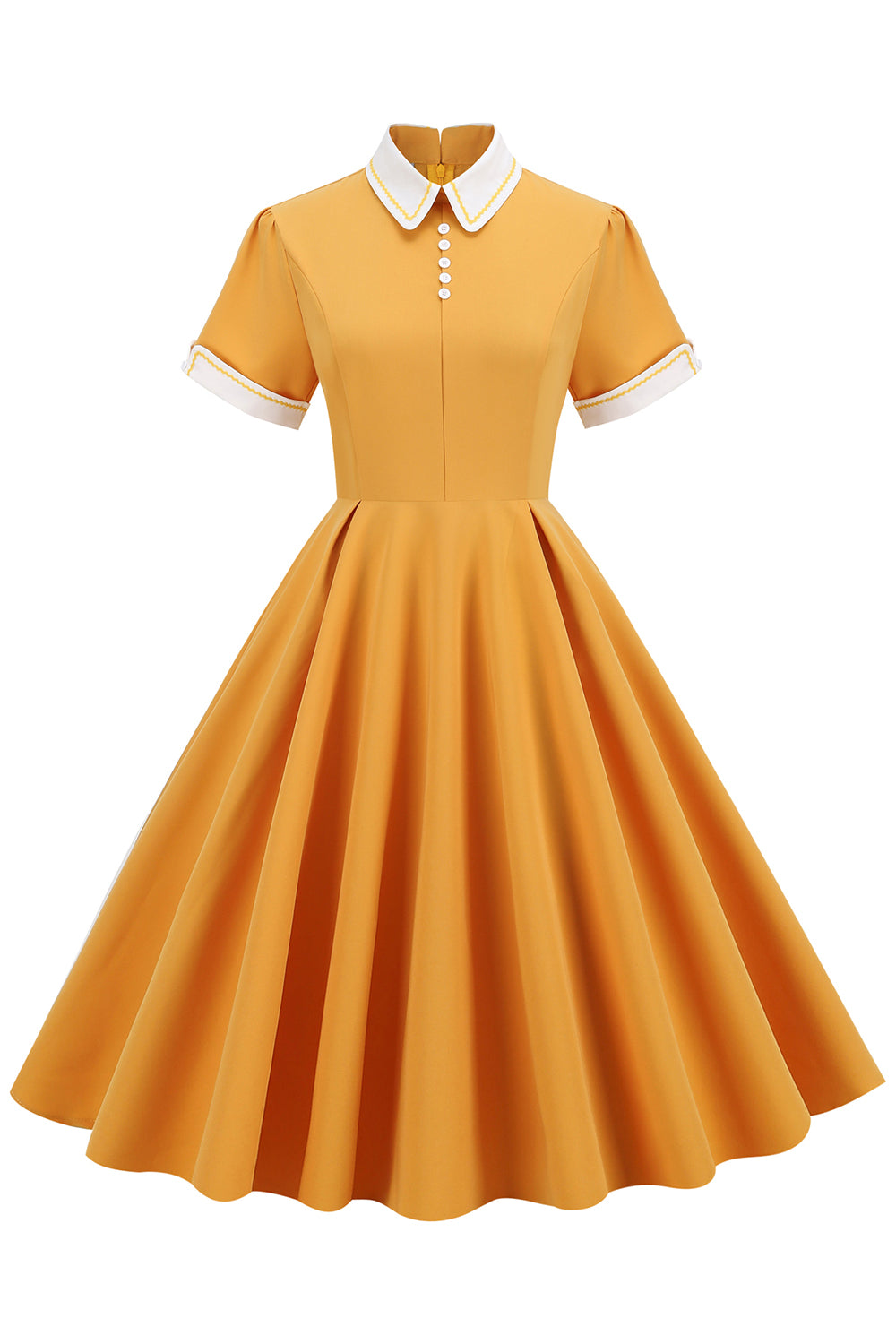 Vestido vintage azul claro dos anos 50 com mangas