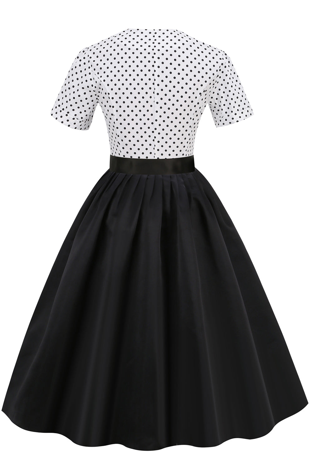 Preto e branco Polka Dots Vintage 1950s Vestido