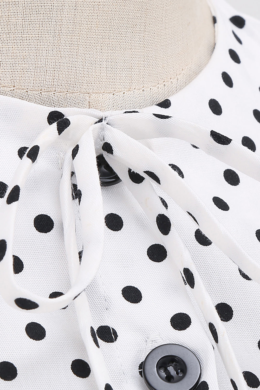 Preto e branco Polka Dots Vintage 1950s Vestido