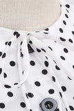 Preto e branco Polka Dots Vintage 1950s Vestido