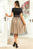 Hepburn Estilo Preto Polka Dots Vintage 1950 Vestido