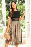 Hepburn Estilo Preto Polka Dots Vintage 1950 Vestido