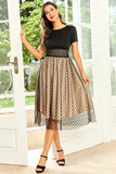 Hepburn Estilo Preto Polka Dots Vintage 1950 Vestido