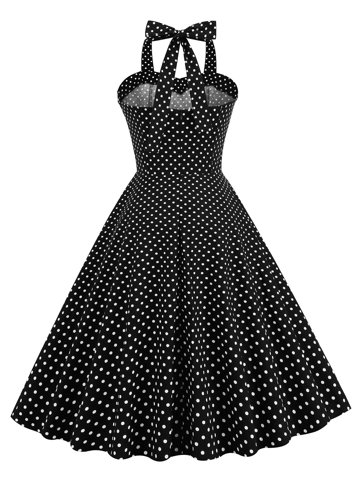 Vestido de balanço de bolinhas halter dos anos 50