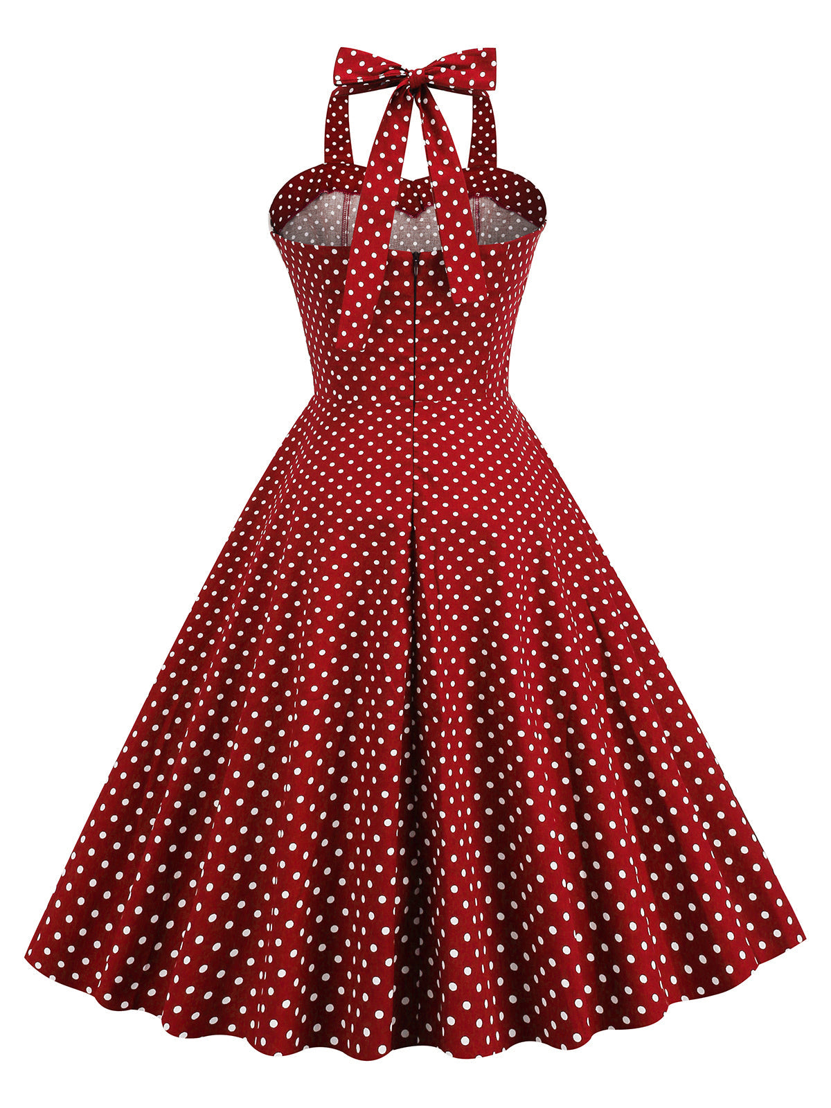 Vestido de balanço de bolinhas halter dos anos 50